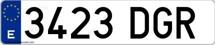 Ejemplo de matrícula española 3423 DGR