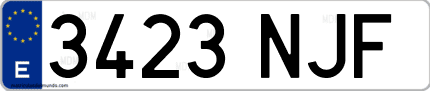 Ejemplo de matrícula de coche ordinaria 3423 NJF