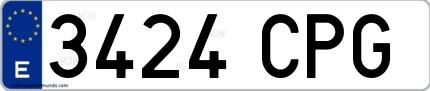 Ejemplo de matrícula española 3424 CPG