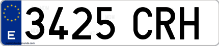 Ejemplo de matrícula de coche ordinaria 3425 CRH