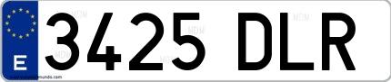 Ejemplo de matrícula española 3425 DLR