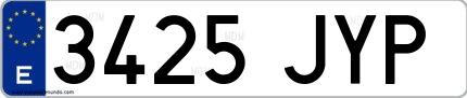 Ejemplo de matrícula española 3425 JYP