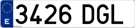 Ejemplo de matrícula de coche ordinaria 3426 DGL