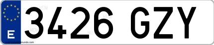 Ejemplo de matrícula española 3426 GZY