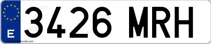 Ejemplo de matrícula española 3426 MRH
