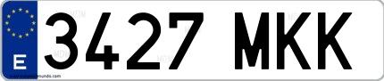 Ejemplo de matrícula española 3427 MKK