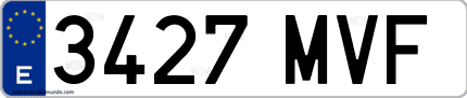 Ejemplo de matrícula de coche ordinaria 3427 MVF