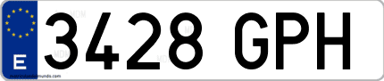 Ejemplo de matrícula de coche ordinaria 3428 GPH