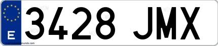 Ejemplo de matrícula española 3428 JMX