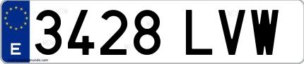 Ejemplo de matrícula española 3428 LVW