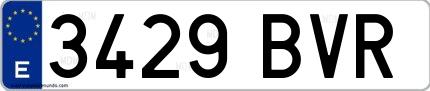 Ejemplo de matrícula española 3429 BVR