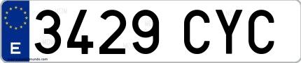 Ejemplo de matrícula española 3429 CYC