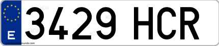 Ejemplo de matrícula de coche ordinaria 3429 HCR