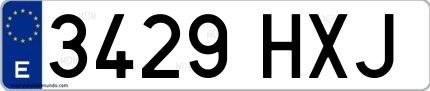 Ejemplo de matrícula española 3429 HXJ