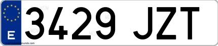 Ejemplo de matrícula española 3429 JZT
