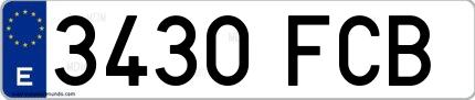 Ejemplo de matrícula española 3430 FCB