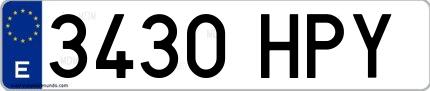Ejemplo de matrícula española 3430 HPY