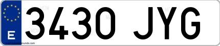 Ejemplo de matrícula española 3430 JYG