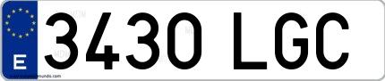 Ejemplo de matrícula española 3430 LGC