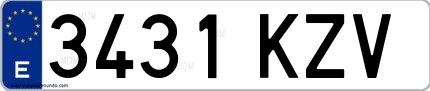 Ejemplo de matrícula española 3431 KZV