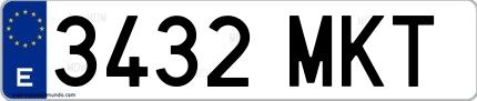 Ejemplo de matrícula española 3432 MKT