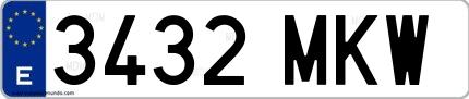 Ejemplo de matrícula española 3432 MKW