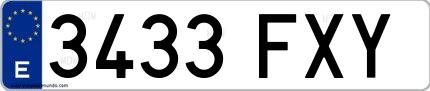 Ejemplo de matrícula española 3433 FXY