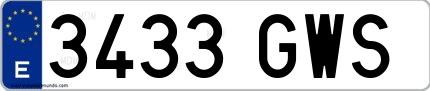 Ejemplo de matrícula española 3433 GWS