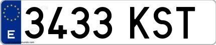 Ejemplo de matrícula española 3433 KST