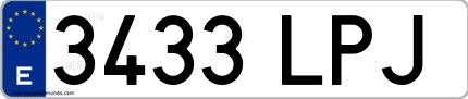 Ejemplo de matrícula española 3433 LPJ