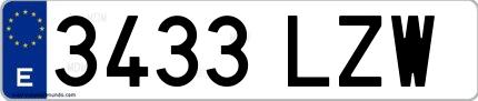 Ejemplo de matrícula española 3433 LZW