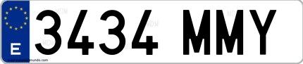 Ejemplo de matrícula española 3434 MMY