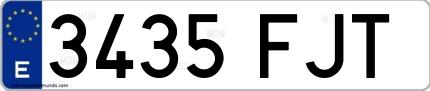 Ejemplo de matrícula española 3435 FJT