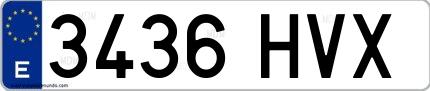 Ejemplo de matrícula española 3436 HVX