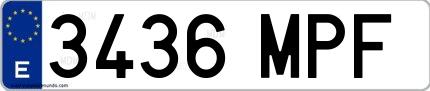 Ejemplo de matrícula española 3436 MPF