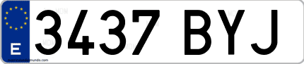 Ejemplo de matrícula de coche ordinaria 3437 BYJ
