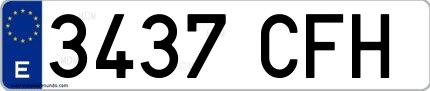 Ejemplo de matrícula española 3437 CFH