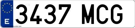 Ejemplo de matrícula española 3437 MCG