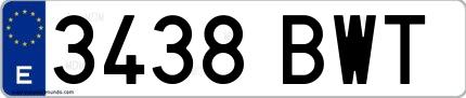 Ejemplo de matrícula española 3438 BWT