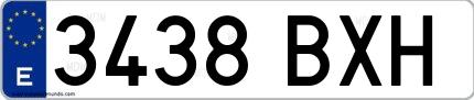 Ejemplo de matrícula española 3438 BXH