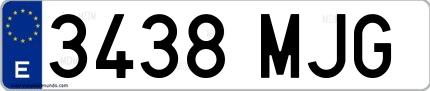 Ejemplo de matrícula española 3438 MJG