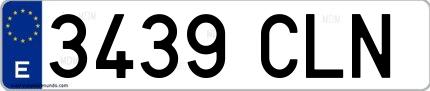 Ejemplo de matrícula española 3439 CLN