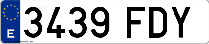 Ejemplo de matrícula de coche ordinaria 3439 FDY