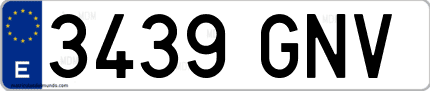 Ejemplo de matrícula de coche ordinaria 3439 GNV