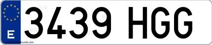 Ejemplo de matrícula española 3439 HGG
