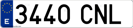 Ejemplo de matrícula de coche ordinaria 3440 CNL