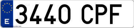 Ejemplo de matrícula de coche ordinaria 3440 CPF