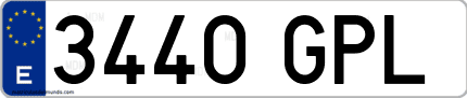 Ejemplo de matrícula de coche ordinaria 3440 GPL