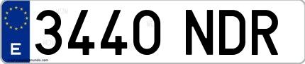 Ejemplo de matrícula española 3440 NDR