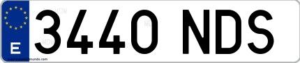 Ejemplo de matrícula española 3440 NDS